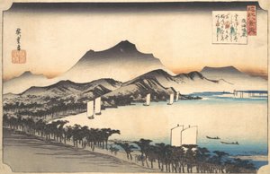 Opklarend weer bij Awazu door Ando Hiroshige