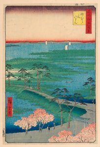 Voormalige Hachiman-schrijn, Sunamura (Sunamura Moto-Hachiman) uit de serie Honderd beroemde uitzichten van Edo