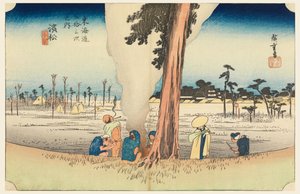 Hamamatsu, Wintertijd, in De Drieënvijftig Stations van de Tokaido Weg (Tokaido Gojusan Tsugi-no Uchi) door Ando Hiroshige