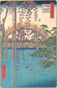 In het Kameido Tenjin-heiligdom, 1856 door Ando Hiroshige