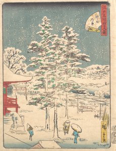 Kanda Tempel Sneeuw, 1861 door Ando Hiroshige