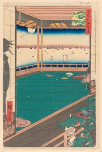 Maan Kaap (Tsuki-no-misaki) uit de serie Honderd Beroemde Zichten van Edo door Ando Hiroshige