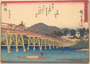 Okazaki, uit de serie De Drieënvijftig Stations van de Tokaido-weg, begin 20e eeuw door Ando Hiroshige