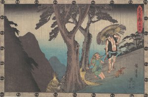 Sadakuro dreigt Yoichibei te doden, ca. 1840 door Ando Hiroshige