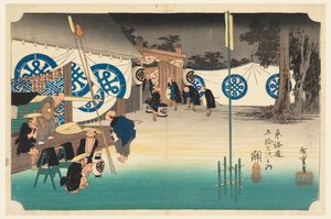 Seki, Vroeg Vertrek, in De Drieënvijftig Stations van de Tokaido Weg (Tokaido Gojusan Tsugi-no Uchi)