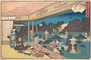 Ushijima Musashi-ya, ca. 1840 door Ando Hiroshige