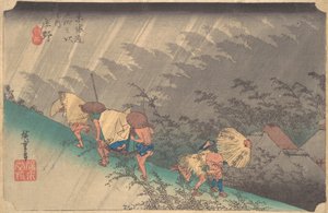 Witte Regen bij Shono door Ando Hiroshige