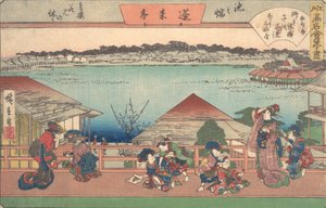 Vrouwen..., uit de serie De drieënvijftig stations van de Tokaido-weg, begin 20e eeuw door Ando Hiroshige