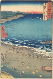 Yasashi-strand, bekend als Kujukuri, Kazusa-provincie, uit de serie Uitzichten van beroemde plaatsen