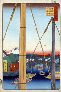 Honderd beroemde gezichten van Edo: de Inari-brug en de Minato-tempel in Teppozu