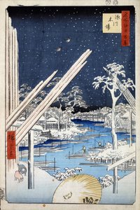Honderd beroemde uitzichten van Edo: Houtzagerijen in Fukagawa