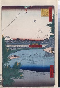 Honderd beroemde uitzichten van Edo: Hibiya en Soto-Sakurada vanuit Yamashita-cho