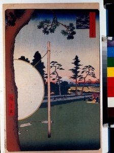 Japanse prent: De renbaan in Takata