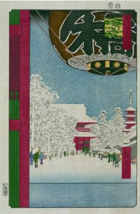 Honderd beroemde uitzichten van Edo: De Kinryuzan-tempel in Asakusa door Ando or Utagawa Hiroshige