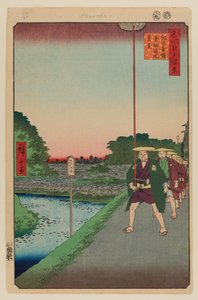 Kinokuni Hill en ver uitzicht op Akasaka Tameike door Ando or Utagawa Hiroshige