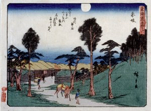 Kyoka Tokaido Serie, Akasaka door Ando or Utagawa Hiroshige