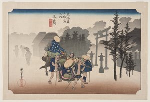 Mishima: Ochtendmist door Ando or Utagawa Hiroshige