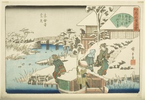 Sneeuw bekijken bij de Mokubo-ji Tempel: Het Uekiya Restaurant (Mokubo-ji yukimi, Uekiya)