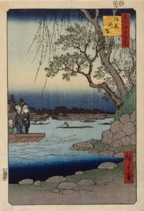 Stallen dijk door Ando or Utagawa Hiroshige