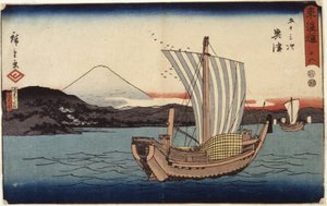 Station 18, Okitsu door Ando or Utagawa Hiroshige