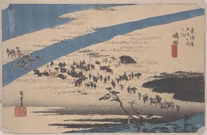 Suruga-oever van de Oi-rivier door Ando or Utagawa Hiroshige