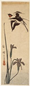 Zwaluwen en iris door Ando or Utagawa Hiroshige