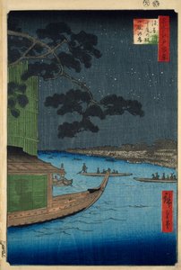 De "Pijnboom van Succes" bij de Onmaya Dijk, Asakusa Rivier door Ando or Utagawa Hiroshige
