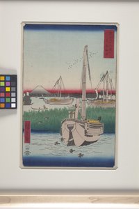 Tsukuda offing in de oostelijke hoofdstad door Ando or Utagawa Hiroshige