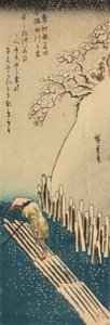 Wintersneeuw op de Sumida-rivier, uit de serie Beroemde plaatsen in Edo in de Vier Seizoenen door Ando or Utagawa Hiroshige
