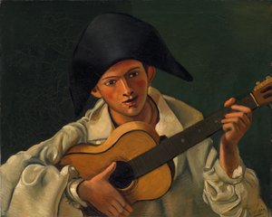 Harlekijn buste met gitaar door Andre Derain