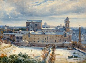 Santa Trinità dei Monti in de sneeuw