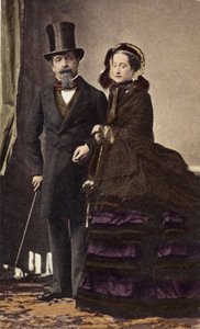 Napoleon III en keizerin Eugenie door Disderi (1819-1889) - circa 1865 - Digitale inkleuring door Andre Adolphe Eugene Disderi