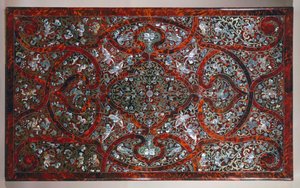 Ingelegd blad in stijl van Andre-Charles Boulle (detail) door Andre Charles Boulle