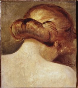 Blonde vrouwenhals met knotje. Schilderij van Andre Derain (1880-1954) 1928 Parijs. Georges Pompidou Nationaal Centrum voor Kunst en Cultuur