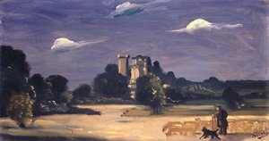Landschap met een herder (olieverf op doek)