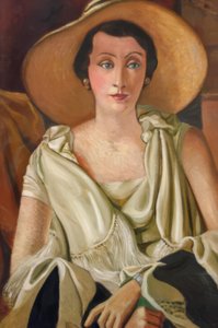 Portret van Madame Paul Guillaume met een grote hoed