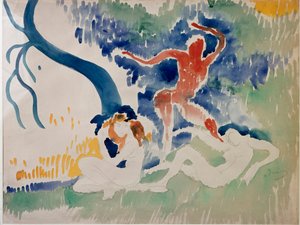 Drie dansers, 20e eeuw (aquarel)