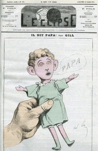 Karikatuur van Napoleon Eugene Louis Bonaparte (1856-1879), zoon van Napoleon III. Omslag in L