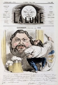 Cartoon door Gustave Courbet - Illustratie door Andre Gill (1840-1885) in "La Lune" van 09/06/1867