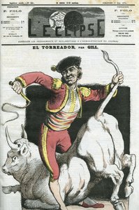 Cartoon van een Torreador. Omslag in L
