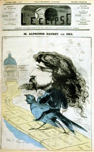 Cartoon over Alphonse Daudet en de Franse Academie - door Gill, in 