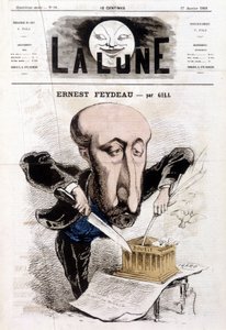 Cartoon over Ernest Feydeau (1821 - 1873) door Gill - in "La Lune"
