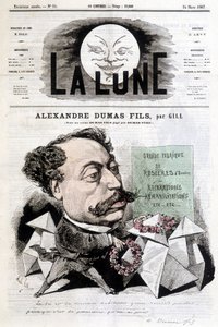 Striptekening over Alexandre Dumas Fils door Gill. Omslag 