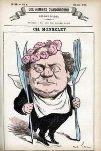 Portret van Charles Monselet, Franse dichter, journalist, romanschrijver en gastronoom door Andre Gill