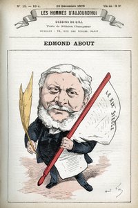 Portret van Edmond About, Franse romanschrijver, toneelschrijver en kunstcriticus door Andre Gill