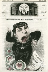 Portret van Emma Valladon genaamd Theresa (1837-1913), Franse operettezangeres. Cartoon door Gill, in 