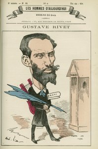 Portret van Gustave Rivet (1848-1936), een Franse leraar en politicus, hij was senator van de Isère van 1903 tot 1924. Cartoon door Gill, Parijs