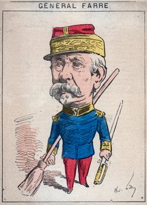 Portret van Jean Joseph Frederic Albert Farre (1816-1887), een Franse soldaat, hij werd in 1870 benoemd tot generaal en minister van oorlog - Cartoon door Andre Gill in 