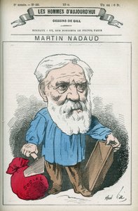 Portret van Martin Nadaud (1815-1898), Franse meester en politicus, hij was afgevaardigde van de Creuse van 1876 tot 1889. Karikatuur door Gill, Parijs door Andre Gill