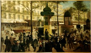Schets voor een panorama van Boulevard Montmartre met hedendaagse Parijse persoonlijkheden